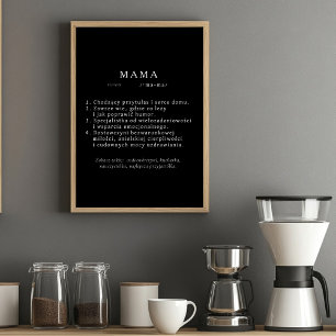 Poster Cadeau de maman polonaise - Noir de définition MAM