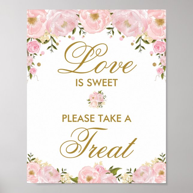 Poster Cadeau de mariage Love is Sweet Signe Faveurs de d (Devant)