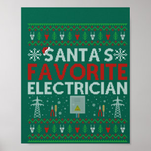 Poster Cadeau de Noël d'électricien laid Santa aime élect
