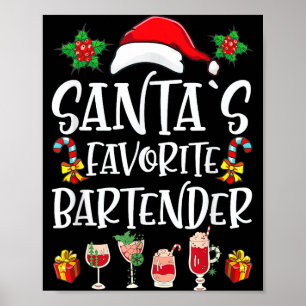 Poster Cadeau de Noël pour barman Le barman préféré du Pè