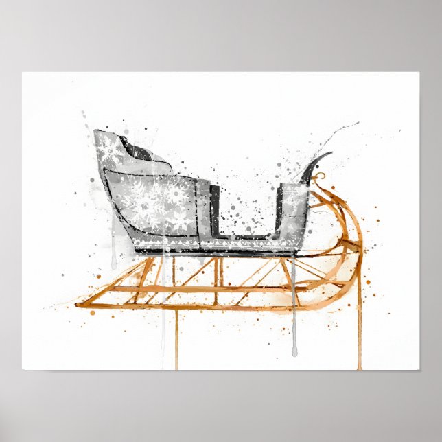Poster Cadeau de Noël Traîneau de Noël (Devant)