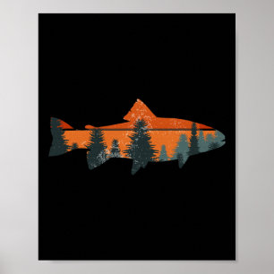 Poster Cadeau de pêche à la mouche de truite Nature Extér