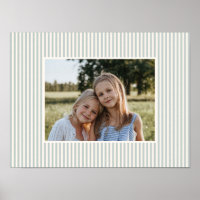 Cadeau de photo de famille rayé vert sauge