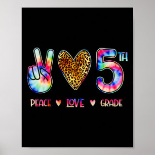 Poster Cadeau de rentrée scolaire Peace Love Fifth Grade