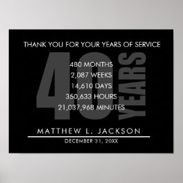 Poster Cadeau de retraite de 40 ans ou d'amortissement de