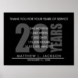 Poster Cadeau de retraite ou d'amortissement de 20 ans