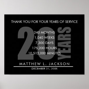 Poster Cadeau de retraite ou d'amortissement de 20 ans