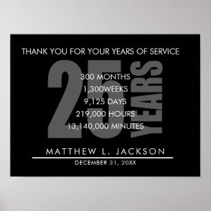 Poster Cadeau de retraite ou d'amortissement de 25 ans