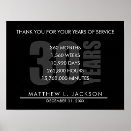 Poster Cadeau de retraite ou d'amortissement de 30 ans