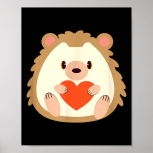 Poster Cadeau de Saint-Valentin hérisson pour amateur d'a