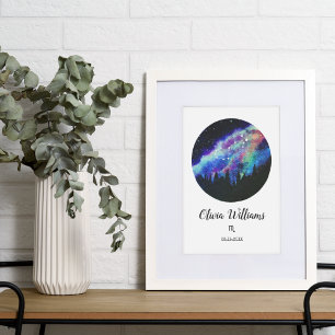 Poster Cadeau de signe du zodiaque constellation bleue Sc