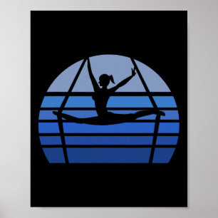 Poster Cadeau de silhouette de yoga aérien rétro pour amo