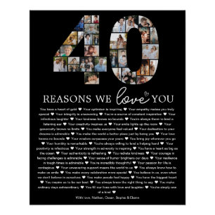 Poster Cadeau de souvenir 40 raisons pour lesquelles nous
