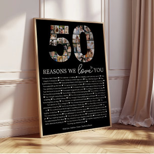 Poster Cadeau de souvenir 50 raisons pour lesquelles nous