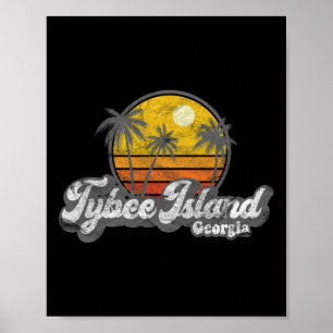Poster Cadeau de surfeur vintage Tybee Island Ga rétro 70