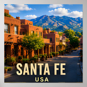 Poster Cadeau de voyage de Santa Fe Nouveau-Mexique Adobe