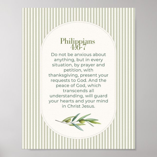 Poster Cadeau d'encouragement chrétien Philippiens 4:6–7 (Devant)