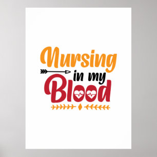 Poster Cadeau d'infirmière Soins dans mon sang