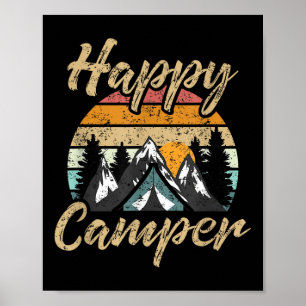 Poster Cadeau drôle de campeur heureux amateur de camping