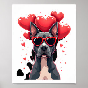 Poster Cadeau drôle de Saint-Valentin Pitbull Heart pour