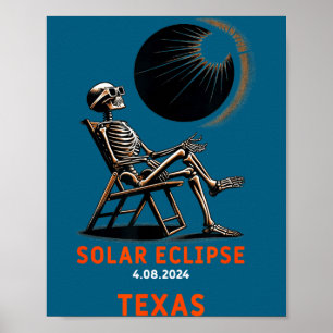 Poster Cadeau drôle de squelette de l'éclipse solaire du