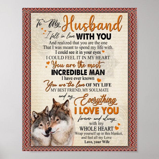 Poster Cadeau du mari | Lettre À Mon Mari De La Femme (Devant)