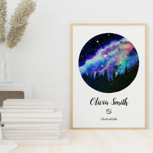 Poster Cadeau du signe astrologique du Cancer constellati