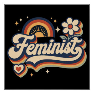 Poster Cadeau Féministe Rétro Années 70 Rainbow Féminisme