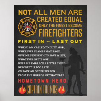 Poster Cadeau Fireman personnalisé. Panneau pompier. EMT