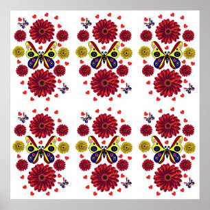 Poster Cadeau Floral Papillon Printanier Personnalisé