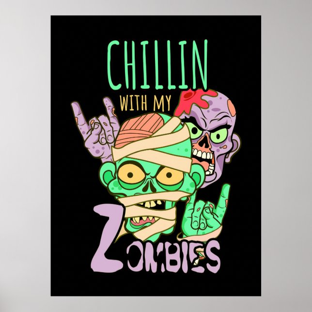 Poster Cadeau Halloween | Chillin Avec Mes Amis (Devant)