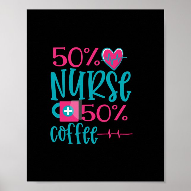 Poster Cadeau infirmière | 50 Infirmière 50 café (Devant)