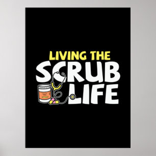 Poster Cadeau infirmière   Vivre La Vie Scrub