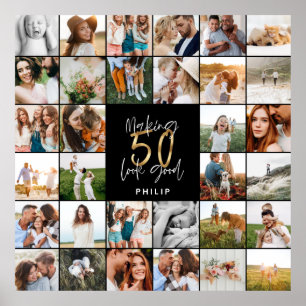 Poster Cadeau moderne 50e anniversaire multi-photo script