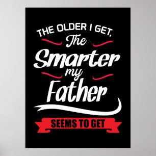 Poster Cadeau Papa Plus je vieillis Plus je deviens intel