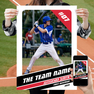 Poster Cadeau personnalisable de joueur de baseball en bl