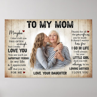Poster Cadeau Personnalisé À Ma Mère De Fille Photo
