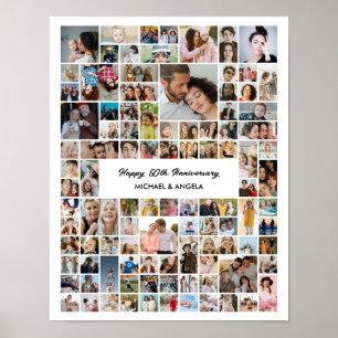 Poster Cadeau personnalisé d'anniversaire avec collage de