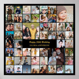 Poster Cadeau personnalisé de 50 ans composé de 50 photos