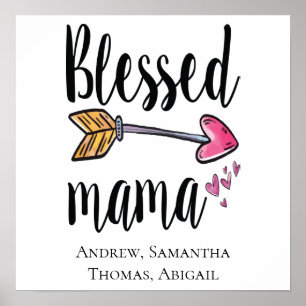 Poster Cadeau personnalisé de la fête des mères Blessed M