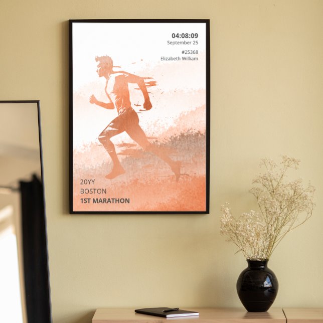 Poster Cadeau personnalisé du coureur de course de marath (Personalized Marathon Race Runner Gift Poster)