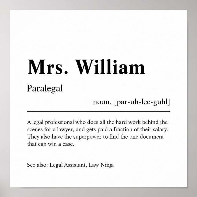 Poster Cadeau personnalisé Paralegal (Devant)