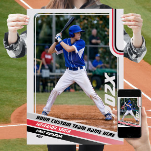 Poster Cadeau personnalisé pour joueur de baseball en gri