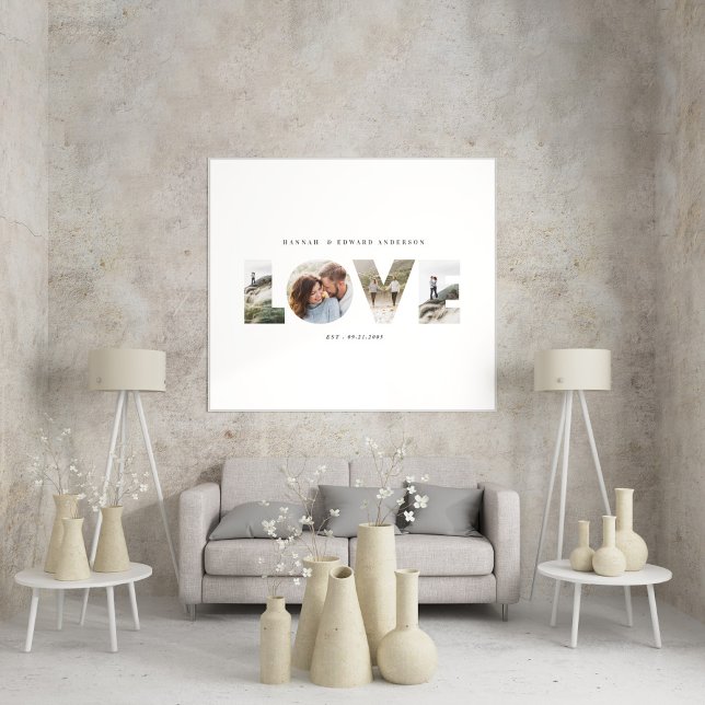 Poster Cadeau personnalisé simple moderne Love 4 photo (Créateur téléchargé)