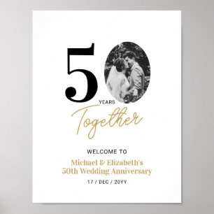 Poster Cadeau Photo 50e Anniversaire de Mariage Or Noir 