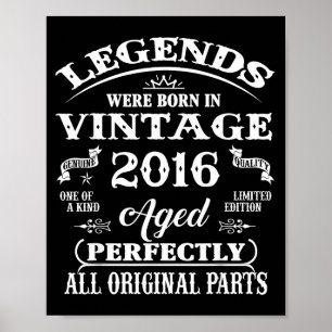 Poster Cadeau pour 10 ans Légende Né En 2016 10 Pour Anné
