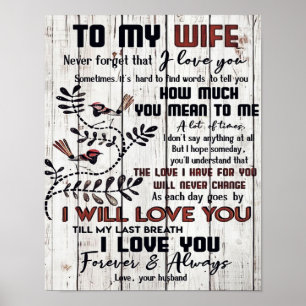 Poster Cadeau Pour Femme À ma femme belle lettre