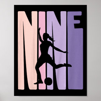 Poster Cadeau pour filles de 9 ans footballeuses 9e anniv