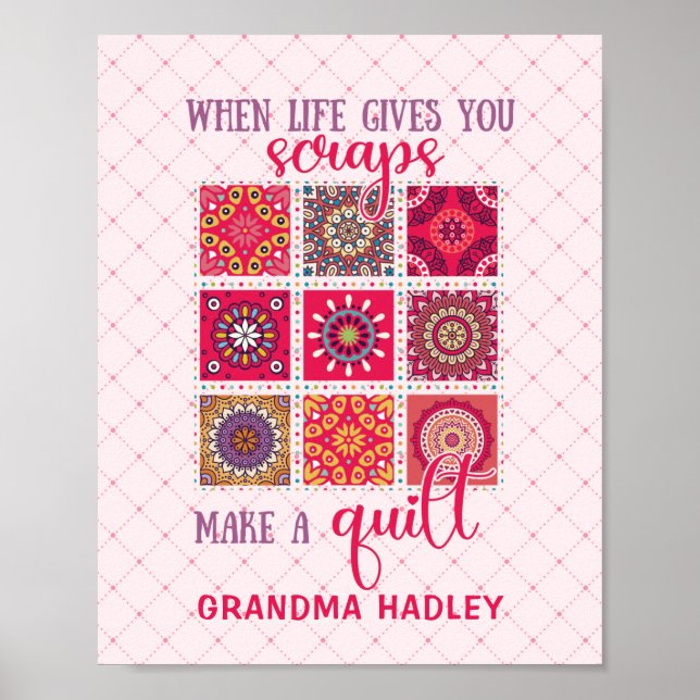 Poster Cadeau pour grand-mère courtepointe patchwork (Devant)