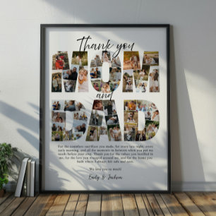 Poster Cadeau pour maman et papa Collage de photos de fam